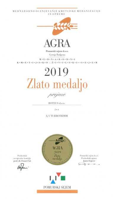 AGRA 2019 - Zlato za TURBOTRIMM